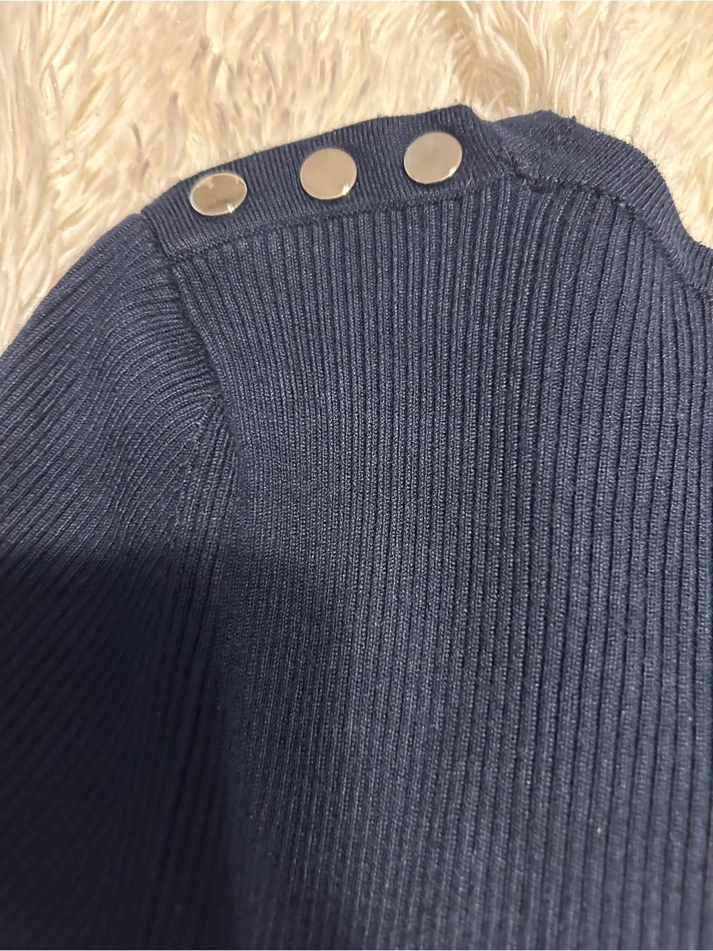 Blue Ribbed Short Sleeve - Picture 3 of 7